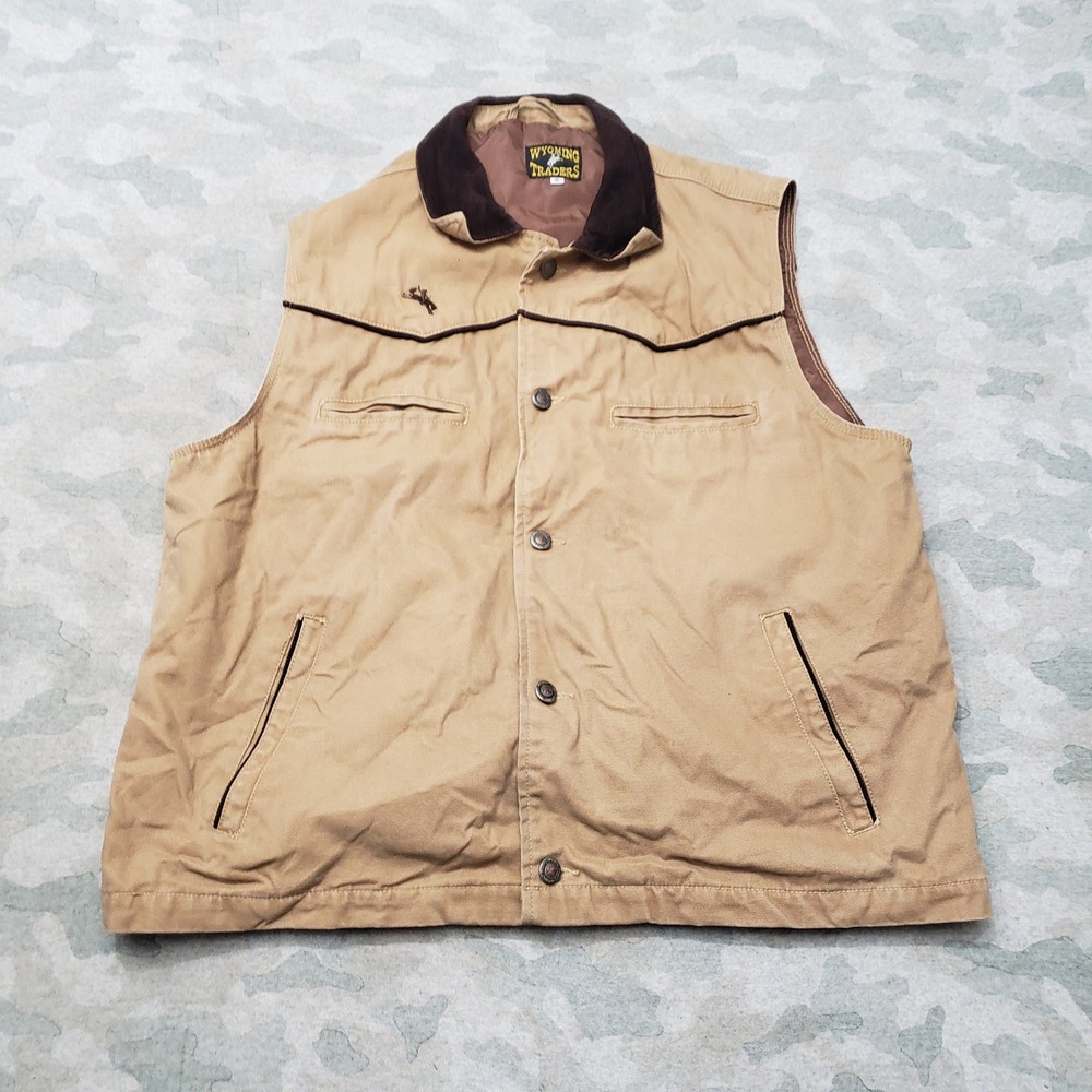 Wyoming Traders Vest Mens XL Tan Western Workwear Cowboy Pockets Outdoors Ranch